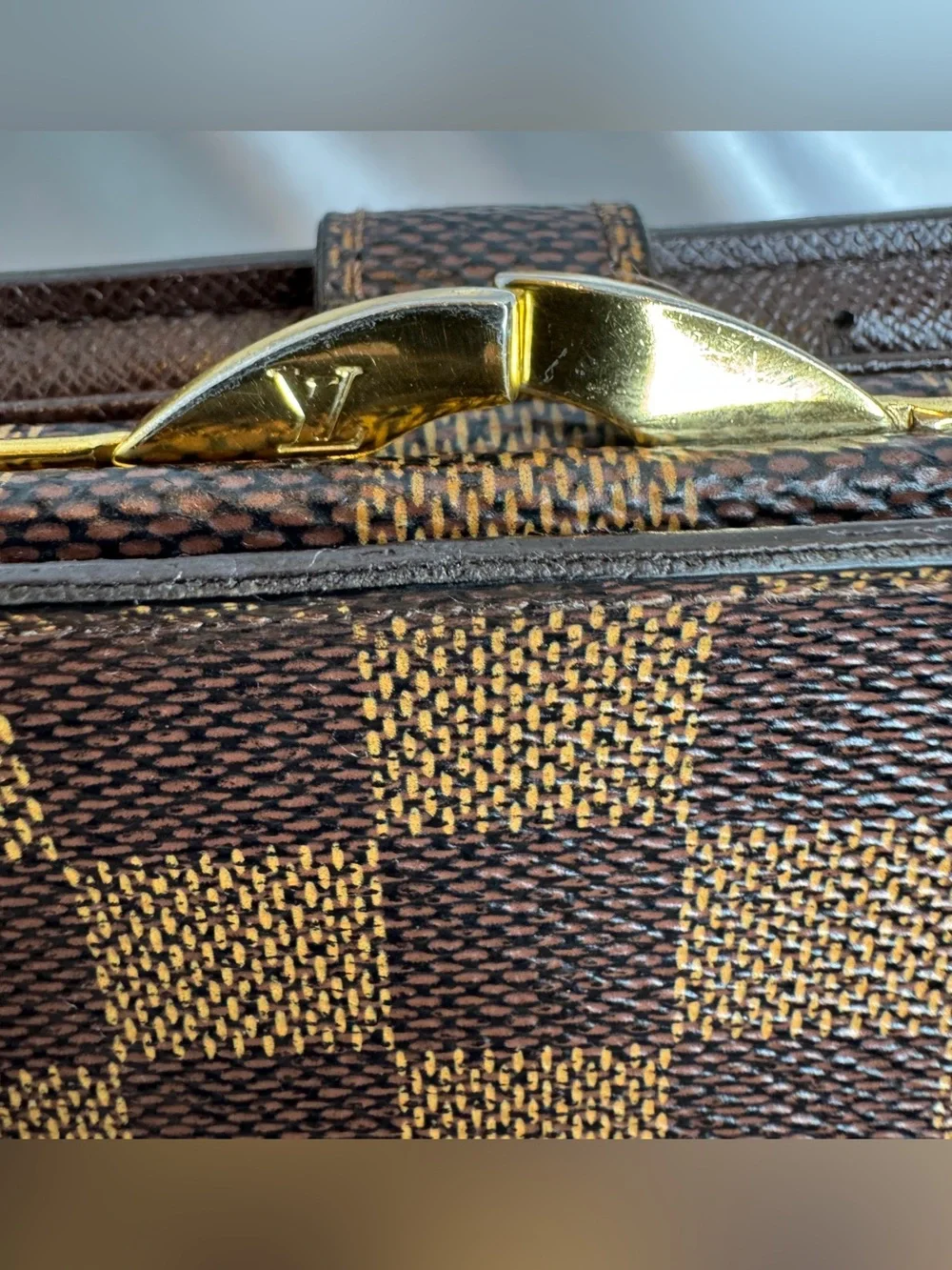 Louis Vuitton Damier Ebene Kisslock Portefeuille Viennois Wallet
